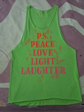 Zumba Wear loose Tank Top in neon green and pink, positive message, Dance Tribe